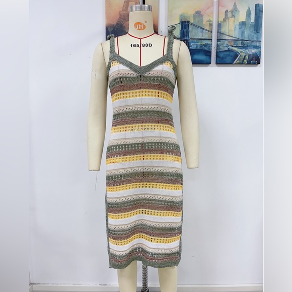 ✨NXH Split Dress Tie Shoulder Dress Cover Up Size L - Picture 3 of 13